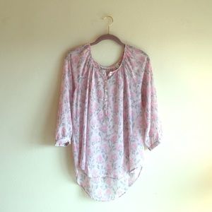 Lauren Conrad light pink floral blouse