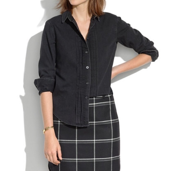 Madewell Chambray Pintuck Shirt / Size XSmall