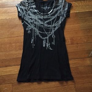 Affliction metallic and black shirt with studs