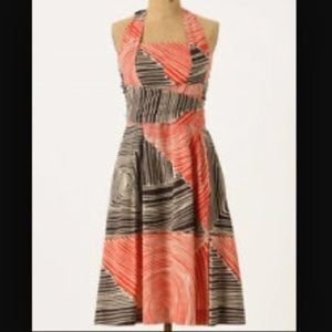 Hypnotizing orange & brown halter dress w/ pockets