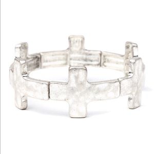 Silver Cross Stretch Bracelet