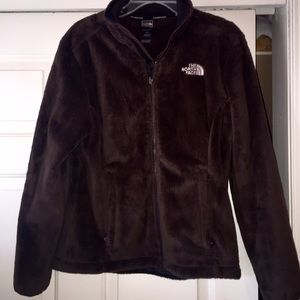Brown fuzzy North Face jacket