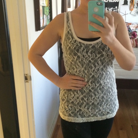 Cream lace tank top.