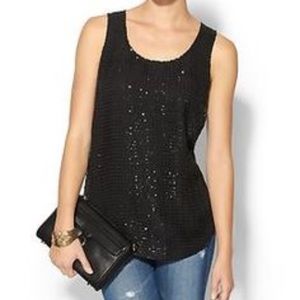 JOA Black sequin mesh tank top from Piperlime