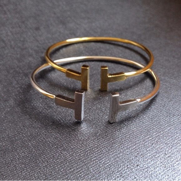 Silver Plated Double Line Cuff Bracelet - Picture 2 of 3