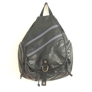Mossimo faux black book bag with blue zippers