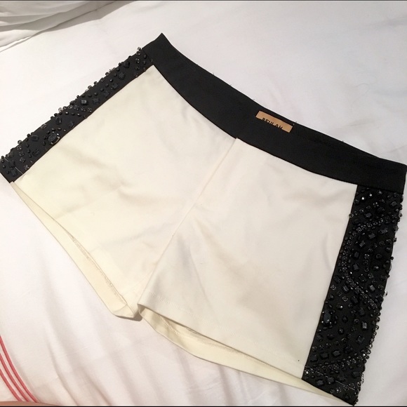 NWT Black and White Mid Rise Embellished Shorts