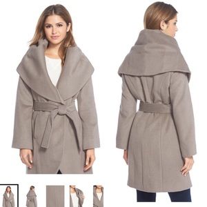 T Tahari Wool Blend Belted Wrap Coat