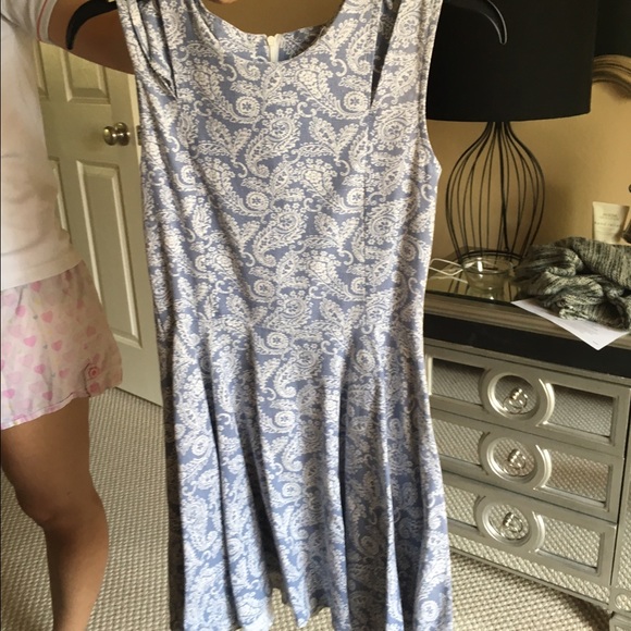 Light Blue Paisley Fit and Flare Dress