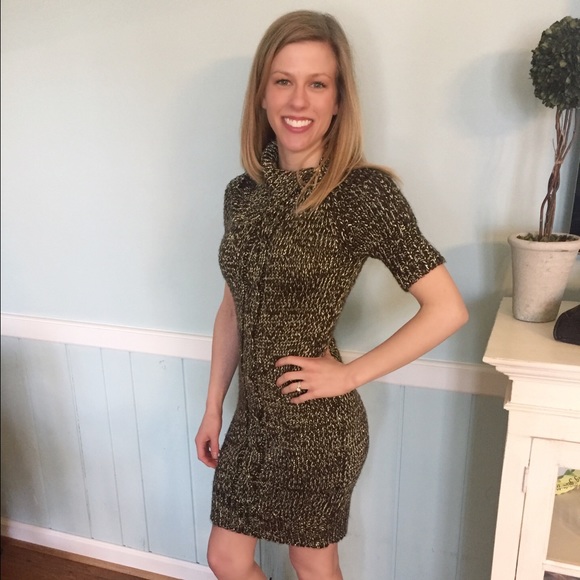BCBGirls brown and gold metallic sweater dress.