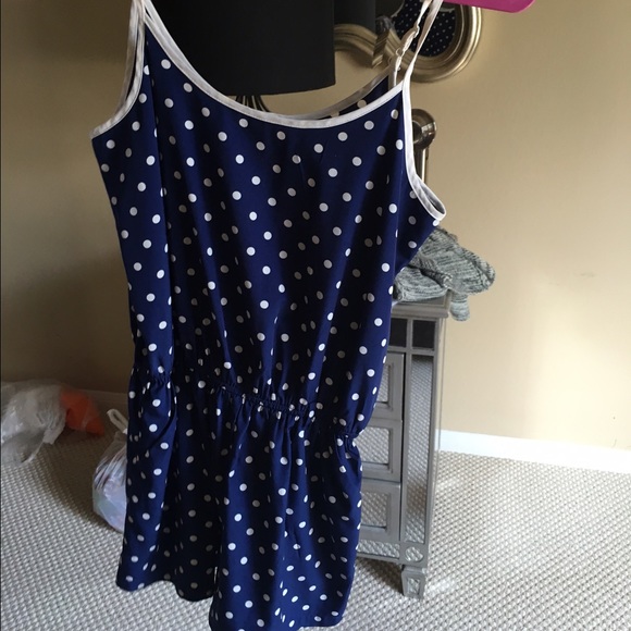 Blue and White Romper w Red Belt