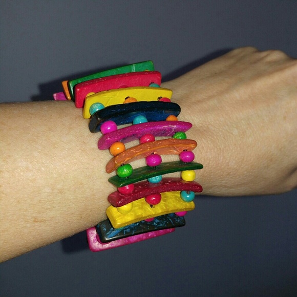 Multi Color Wooden Bracelet - Picture 1 of 4