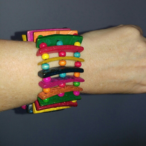 Multi Color Wooden Bracelet - Picture 4 of 4