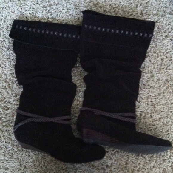 Brown suede boots