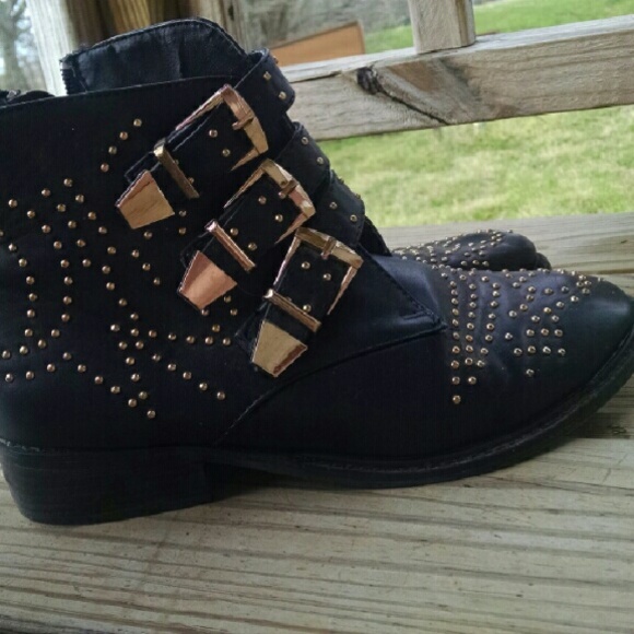 Sugar Black & Gold Ankle Boot