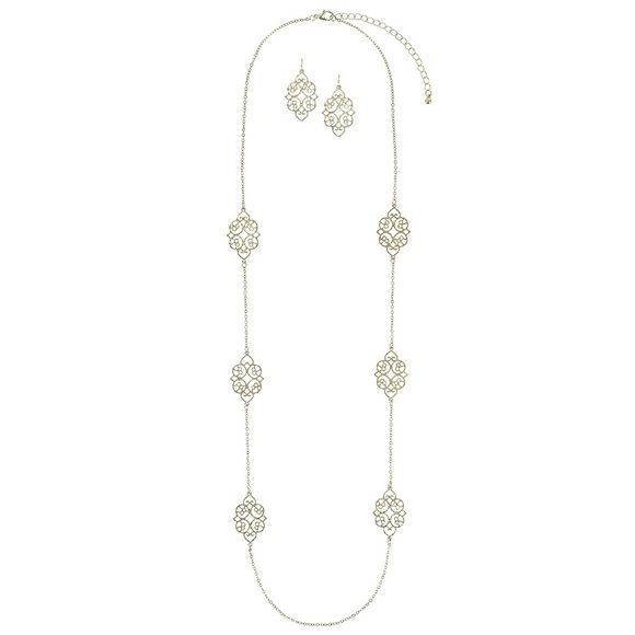 Gold Filigree Necklace & Earrings