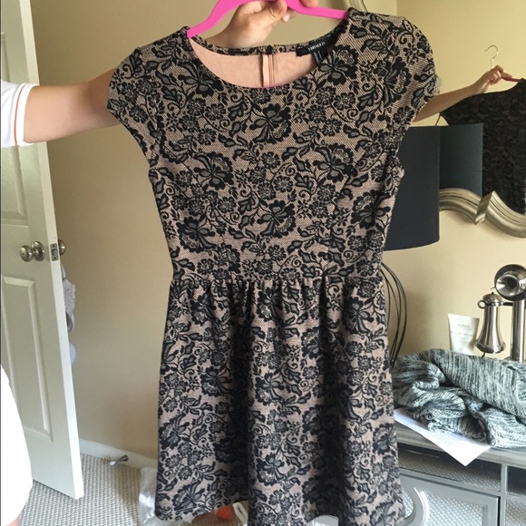 Black Lace Print Dress