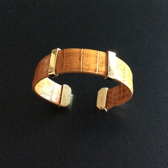 Monet Gold & Brown Leather Bracelet