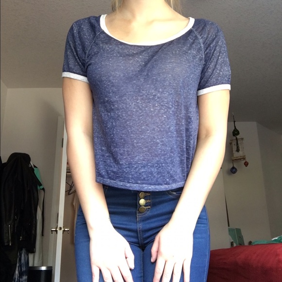 Blue AE crop top with white lining