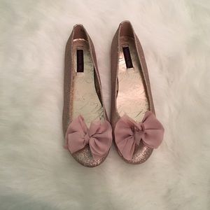 Material Girl Glitter Bow Flats