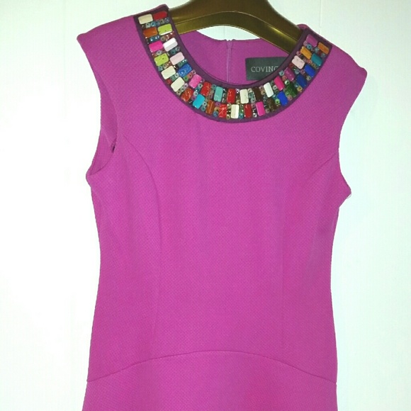 <COVINGTON> Fuchsia Beaded Dress - Picture 2 of 4