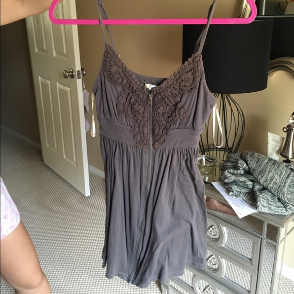 Grey Crotchet Zip Down Dress