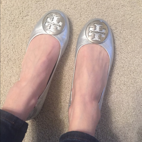 Tory Burch Reva Silver Flats