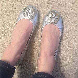 Tory Burch Reva Silver Flats
