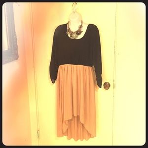 Black and Tan high-low dress 👗