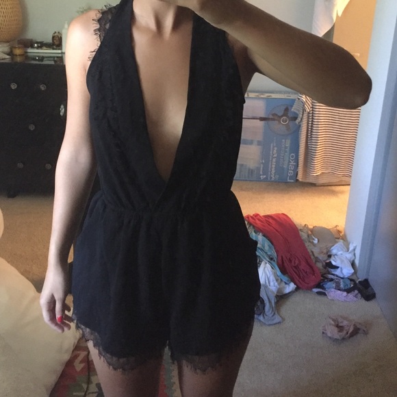 Black Romper | Lace Detail