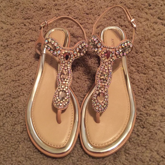 Antonio Melanie Tan Rhinestone Sandals