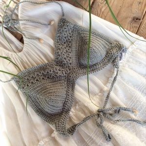 Sample sale! Handmade grey crochet bra bralette