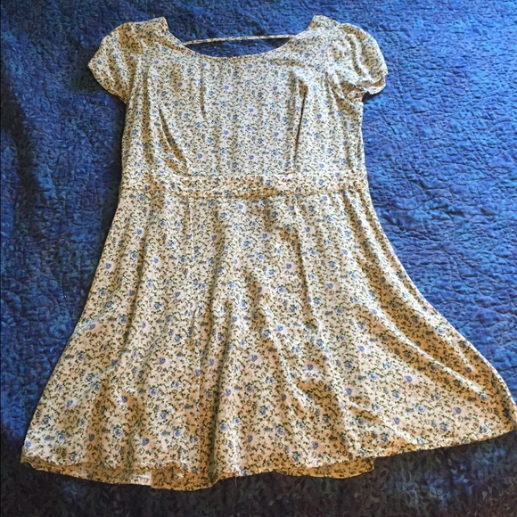 White and blue floral dress