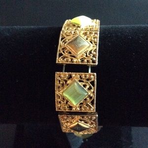 Green & Gold Stretch Bracelet