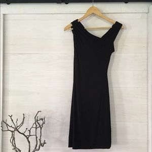 Calvin Klein Black Bodycon Asymmetrical Dress