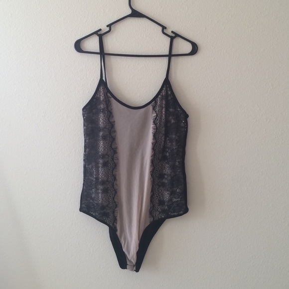 NWT- Eyelash black lace bodysuit