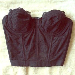 Black lace bustier longline bra lingerie