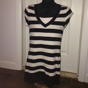 Black and White striped Justice Tee