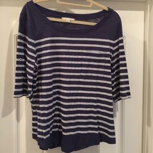 Banana Republic navy/white striped top. Size Large