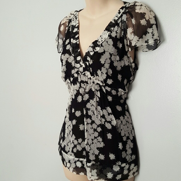 BCBGMaxAzria Tops - 💙 BCBG Maxazria sheer Printed Blouse