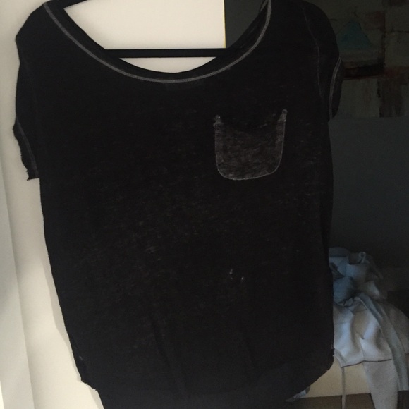 Distressed black t