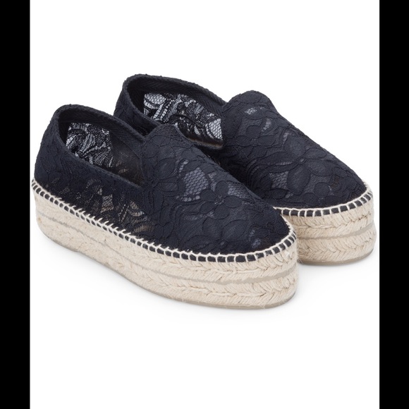 Manebi Black Lace Espadrilles NIB