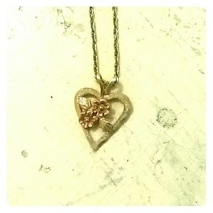 Black Hills gold heart and flower necklace