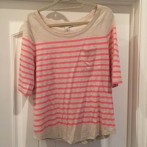 Banana Republic bright pink/natural striped top-L