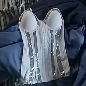 White rave sparkly sequece top