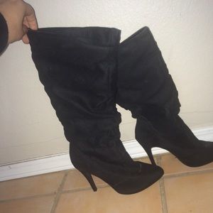 Black suede boots