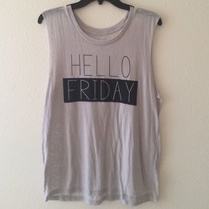 Grey/black graphic muscle tank