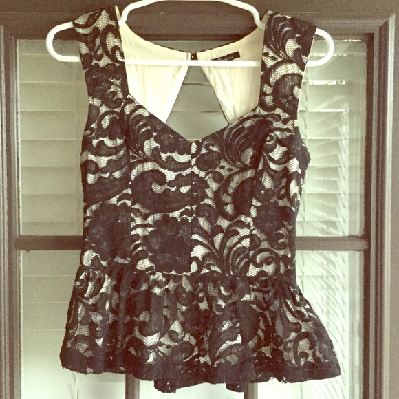 Black lace peplum top