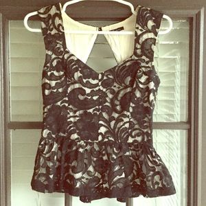 Black lace peplum top
