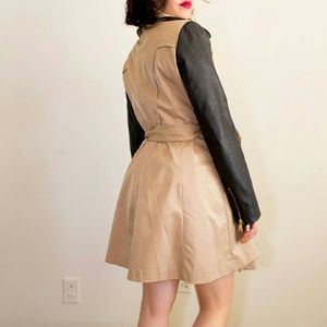 Bebe leather sleeves trench jacket